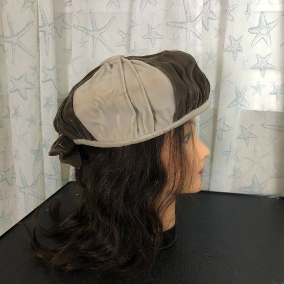 Vintage Women's Pillbox Style Velvet Hat Nell New York Colorblock - Picture 9 of 12